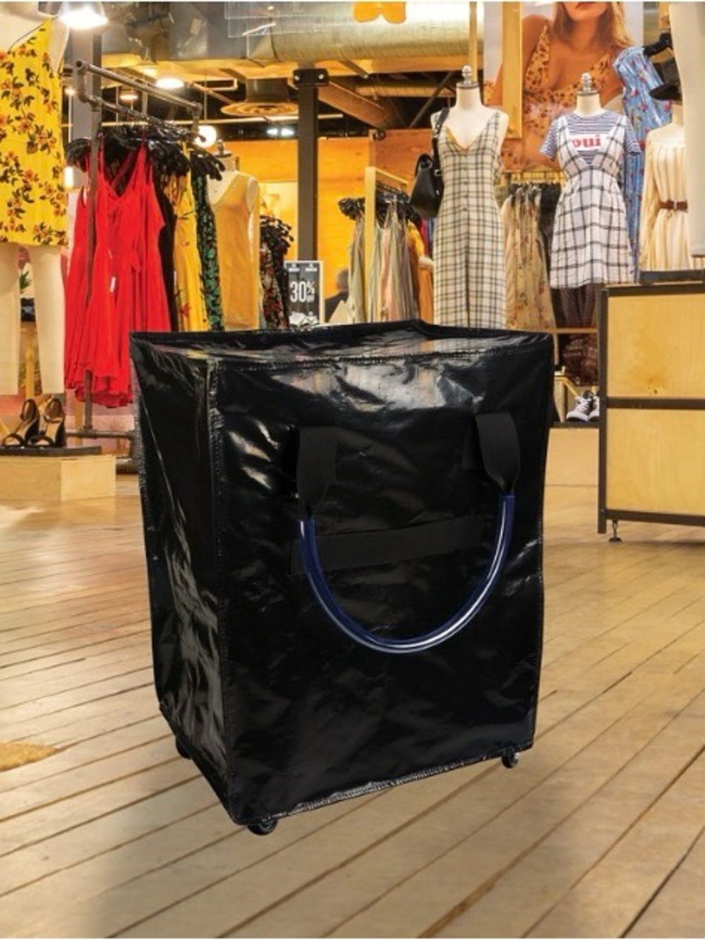 Foldable Tote Bag on Wheels - Black